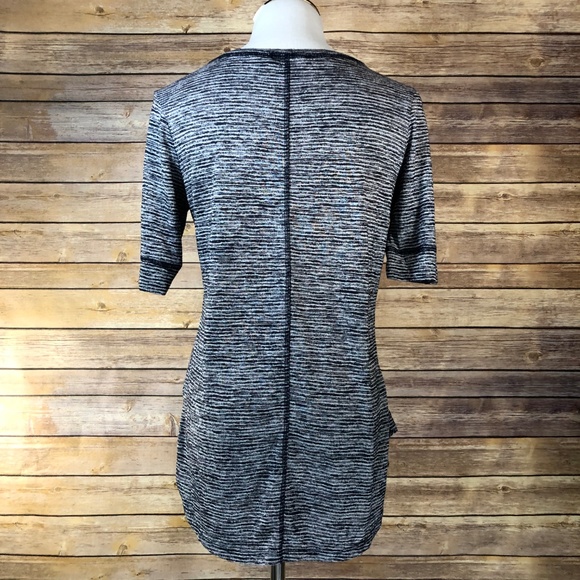 Athleta Grey Stripe Breezy Top Short Sleeve Tee - Picture 2 of 8